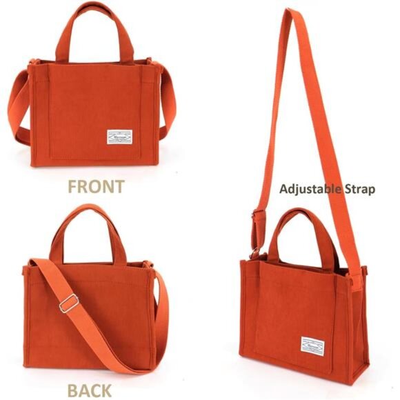 Corduroy Tote Bag for Women Work Crossbody Purse for - Picture 2 of 6